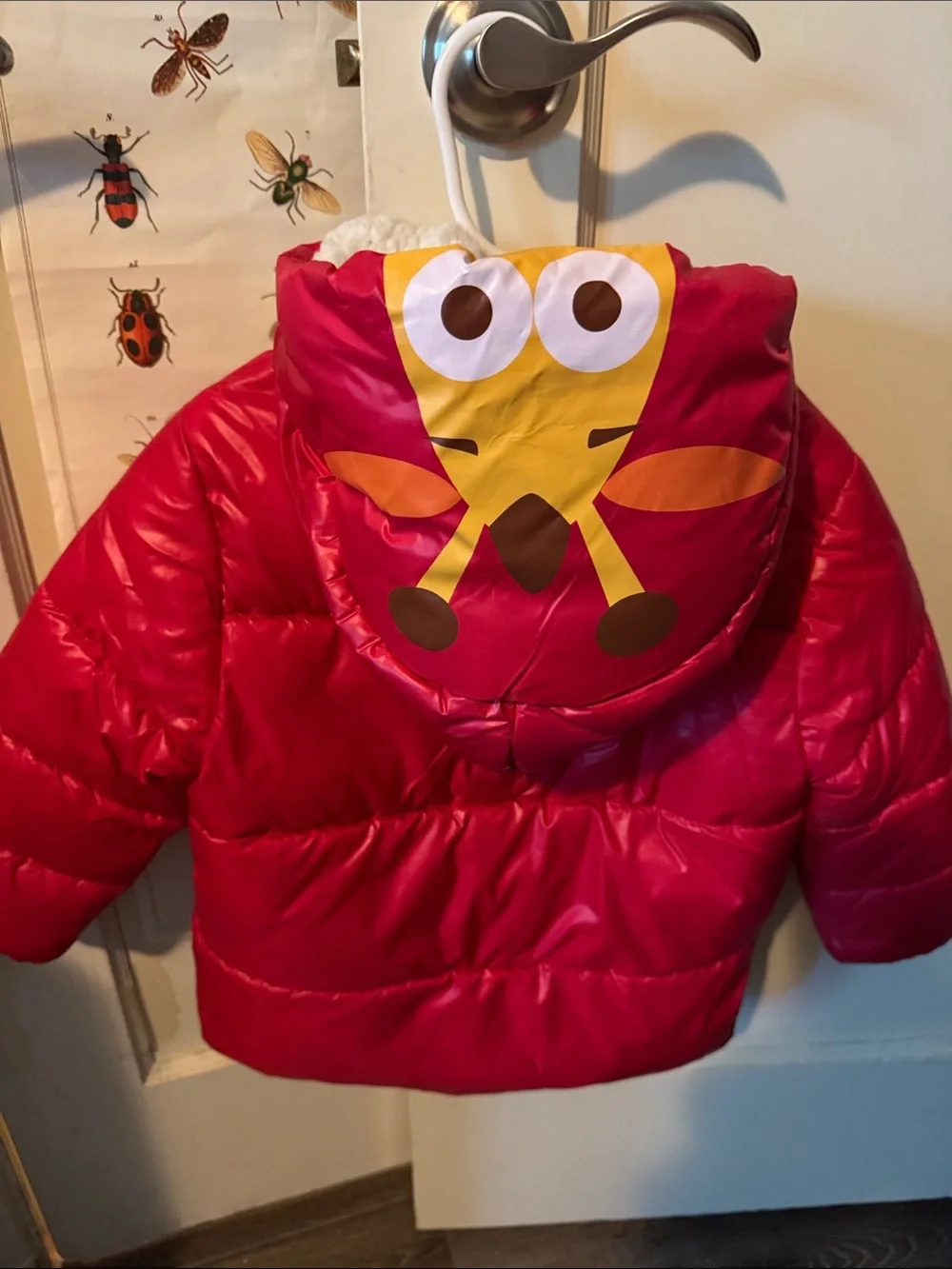 Red Puffer Hooded Jacket for Kids - Cozy Sherpa | 4T